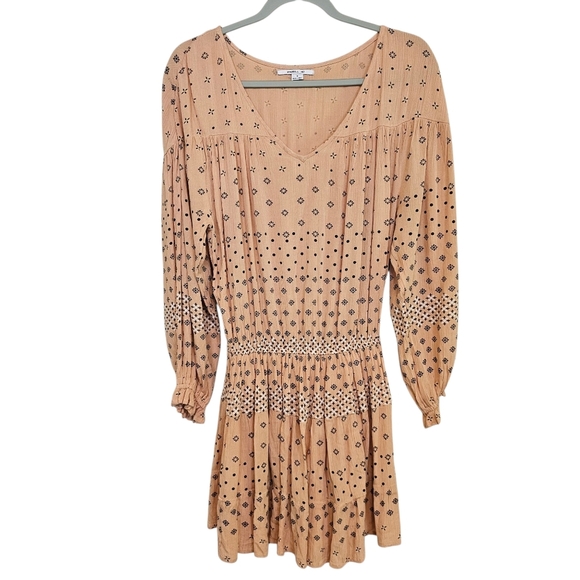 O'Neil Amaryn Mini Dress Ballon Sleeve Vneck Bohemian Dress - Picture 2 of 9